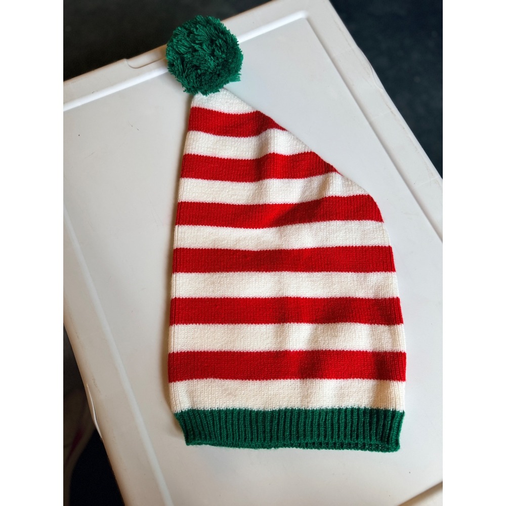 Beanie Kids OS Red White Green Excellent Elf Christmas Stocking Cap